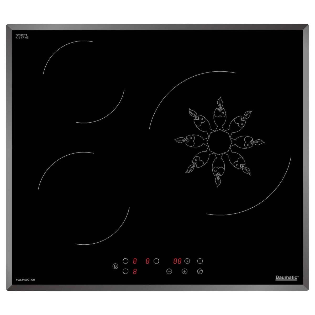 Baumatic BHI637.1 60厘米嵌入式三區電磁爐：6500W大功率，斜邊防爆設計，德國SCHOTT玻璃