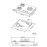 TGC TRTB53ST-G(Black) 密封爐頭嵌入式平面爐 (3爐頭, 5kW強勁火力, 強化玻璃面)