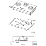 TGC TRTB83ST-G 86cm嵌入式三頭煤氣爐｜5.0kW強勁火力｜密封式爐頭｜強化玻璃