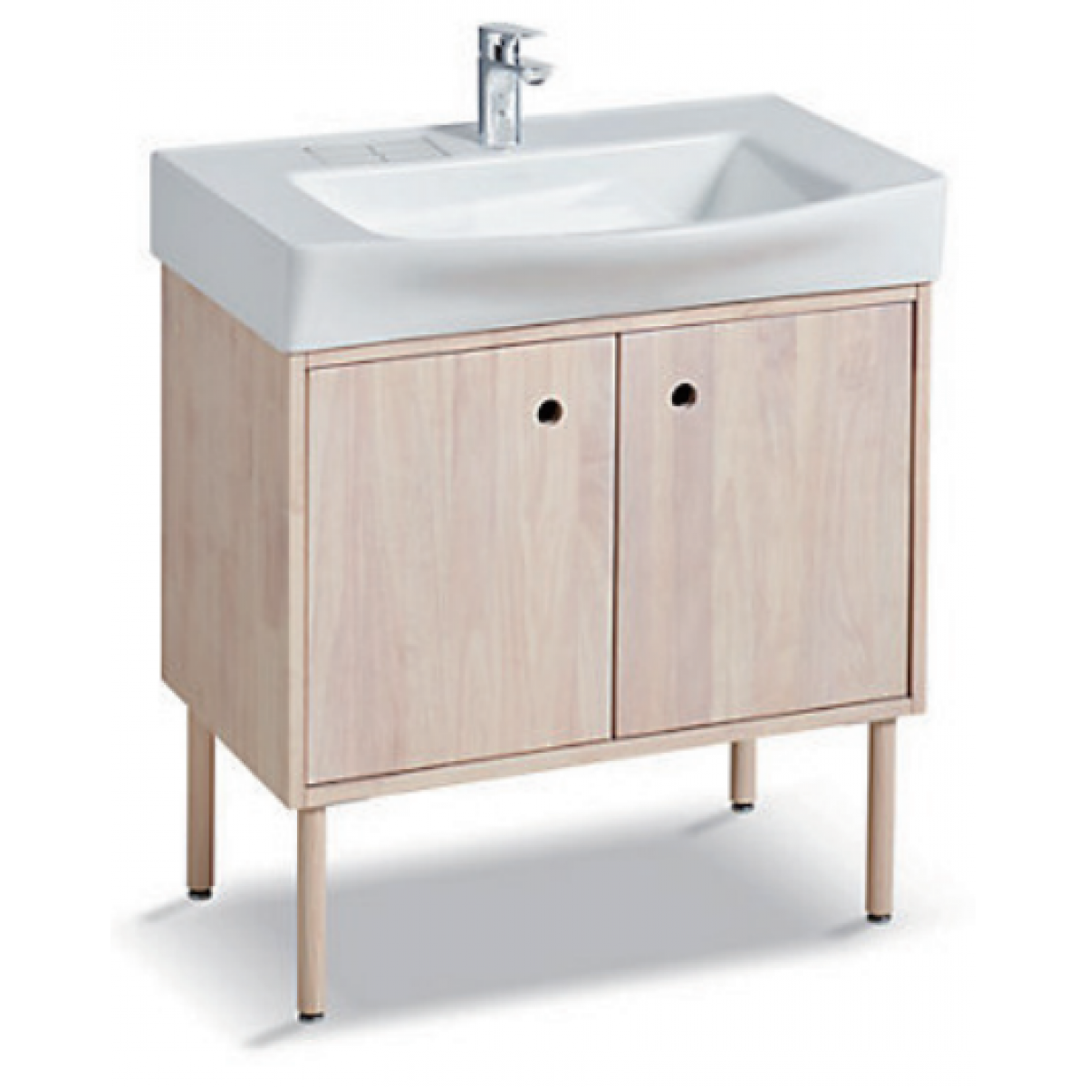 Kohler K-21852T-LRW 800毫米ALEO浴櫃盆組：實木防潮，活動層板，淺原木色