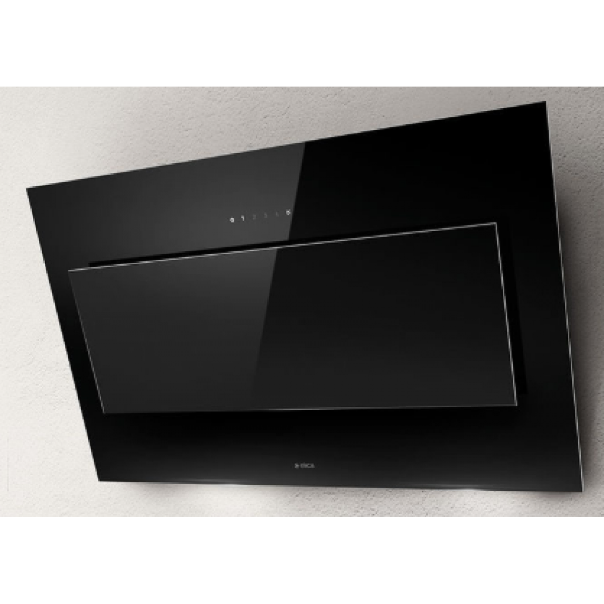 Elica Vertigo 90厘米傾斜煙囪式抽油煙機 (黑色)：觸控控制，690m³/h氣流，C級能效