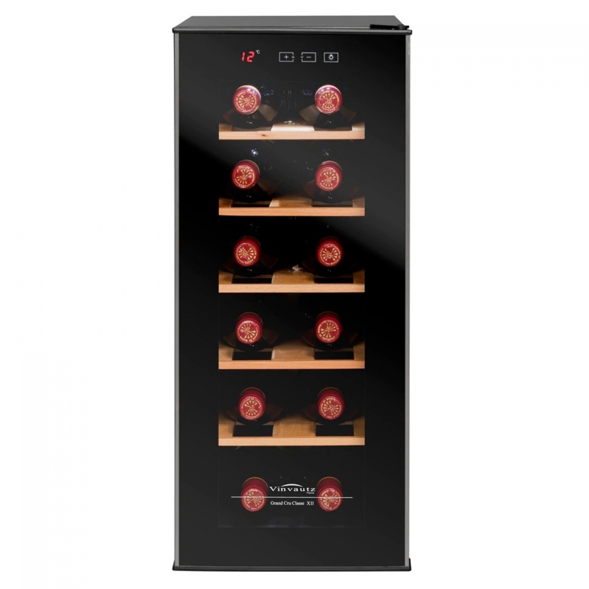 VINVAUTZ VZ12BHK 12瓶 單溫區紅酒櫃：靜音熱電冷卻，防紫外線玻璃門