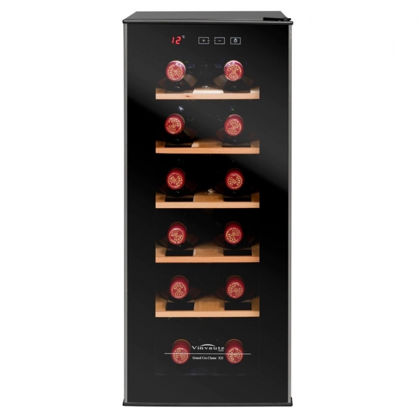 VINVAUTZ VZ12BHK 12瓶 單溫區紅酒櫃：靜音熱電冷卻，防紫外線玻璃門