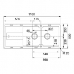 Franke BLG621 Bali 花崗岩 雙昇盆 (極光白)