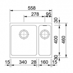 Franke KBG160 Kubus 花崗岩 檯底雙昇盆 (石墨色)