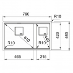 Franke KNG120-OX Kubus 2 花崗岩 檯底式雙昇盆 (瑪瑙黑)