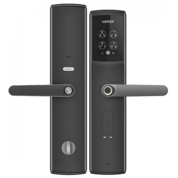 LOCKLY PGD829BF-SG Secure Lux 智能電子門鎖 - PIN Genie®、3D指紋、太空灰