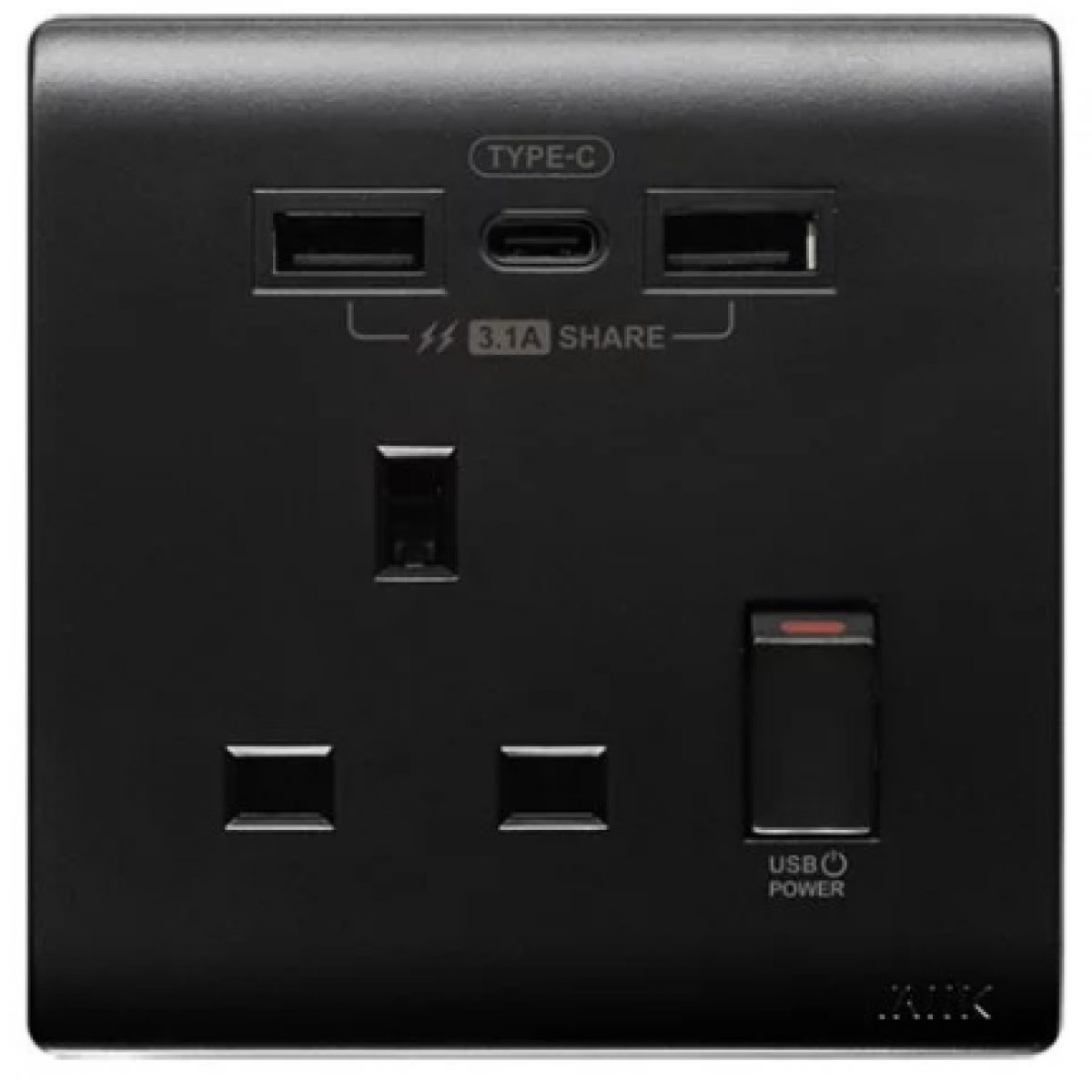 M2K TC105APC3-B 3.1A Type-C 單位USB電掣插座 (黑色)