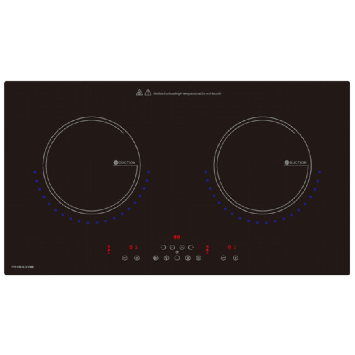 Philco 飛歌 PH2740IC 71厘米 4000W 嵌入式雙頭電磁爐 - 9段火力，模擬明火效果