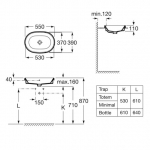 Roca A3270Y5000 The Gap 半嵌入式面盆 - 550x390mm，橢圓形，歐洲製造