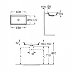 Roca A3270Y8000 The Gap 檯面盆 - 歐洲製造，長方形設計