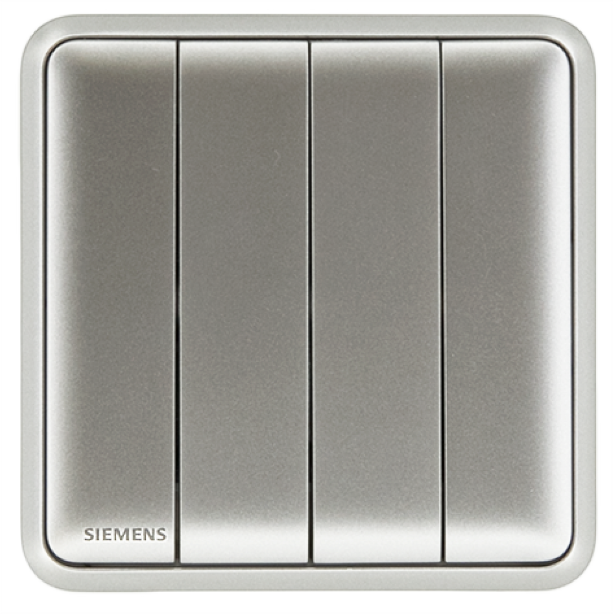 Siemens 西門子 5TA01413PC02 10AX 四位單控開關掣 (銀色) - 優質PC材料，陶瓷觸感