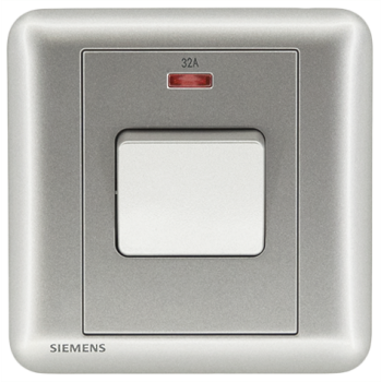 Siemens 西門子 5TA01623PC02 32A 單位雙極開關掣 帶霓虹燈指示器(銀)