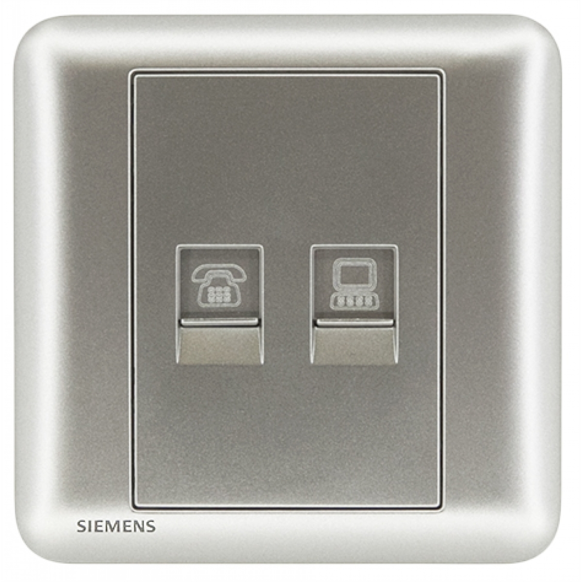 Siemens 西門子 5UH01633PC02 電話插座 RJ11 + 電腦插座 RJ45 (銀) - 二合一設計，安全耐用