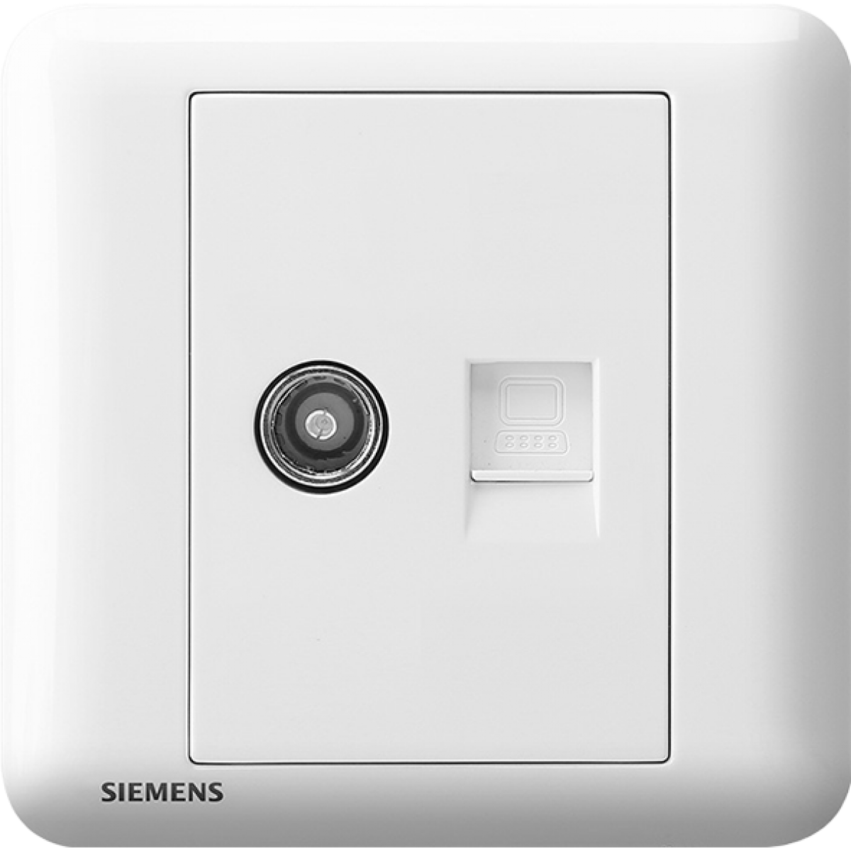 Siemens 西門子 5UH01353PC01 電視+RJ45 CAT 5e類電腦插座 (白色) - 二合一設計，高強度插套