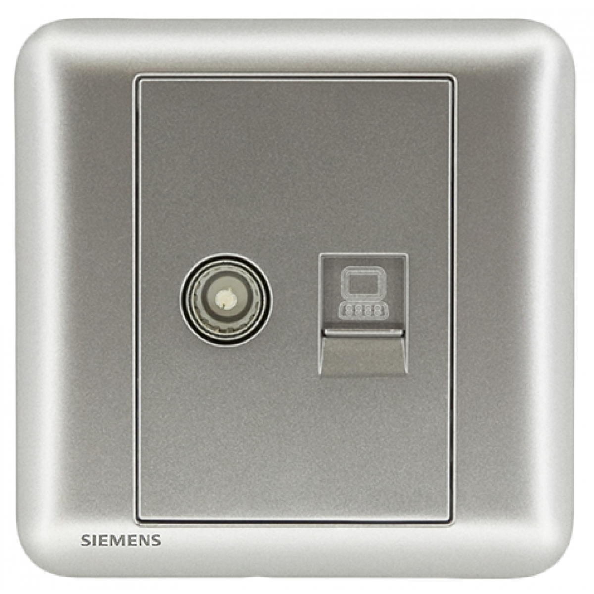 Siemens 西門子 5UH01353PC02 電視+RJ45 CAT 5e類電腦插座 (銀色) - 二合一設計，高強度插套