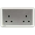 Siemens 5UB01213PC02 13A Twin Gang Un Switched Socket (silver)
