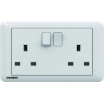 Siemens 5UB01223PC01 13A Twin Gang Switched Socket with Indicator (white)