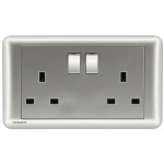 Siemens 5UB01223PC02 13A Twin Gang Switched Socket with Indicator (silver)