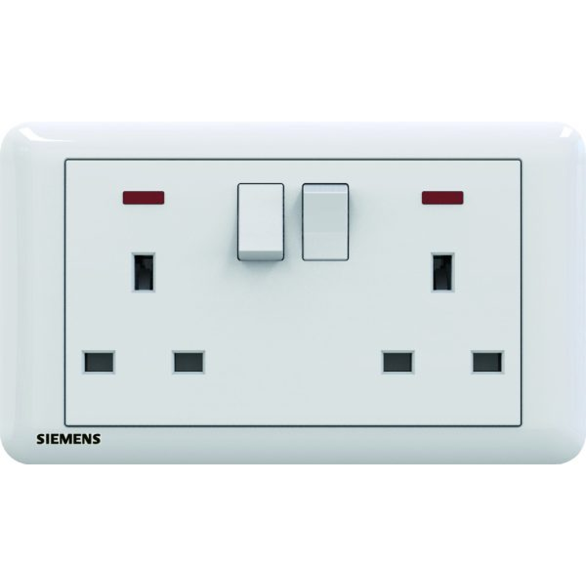 Siemens 西門子 5UB01233PC01 13A 雙位開關插座 (白色) - 帶霓虹燈指示器，安全耐用