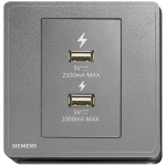 Siemens 西門子 5UH81871PC05 雙USB 智能充電插座 (銀灰色)
