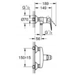Grohe 23632000 Bauflow 淋浴龍頭 - 壁掛式、GROHE Longlife陶瓷濾芯
