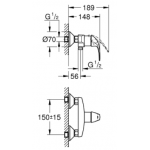 Grohe 23631000 Baucurve 淋浴龍頭 - 壁掛式、GROHE Longlife陶瓷濾芯