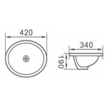 Richford BT416 42厘米 嵌入式陶瓷面盆 (有溢水孔)