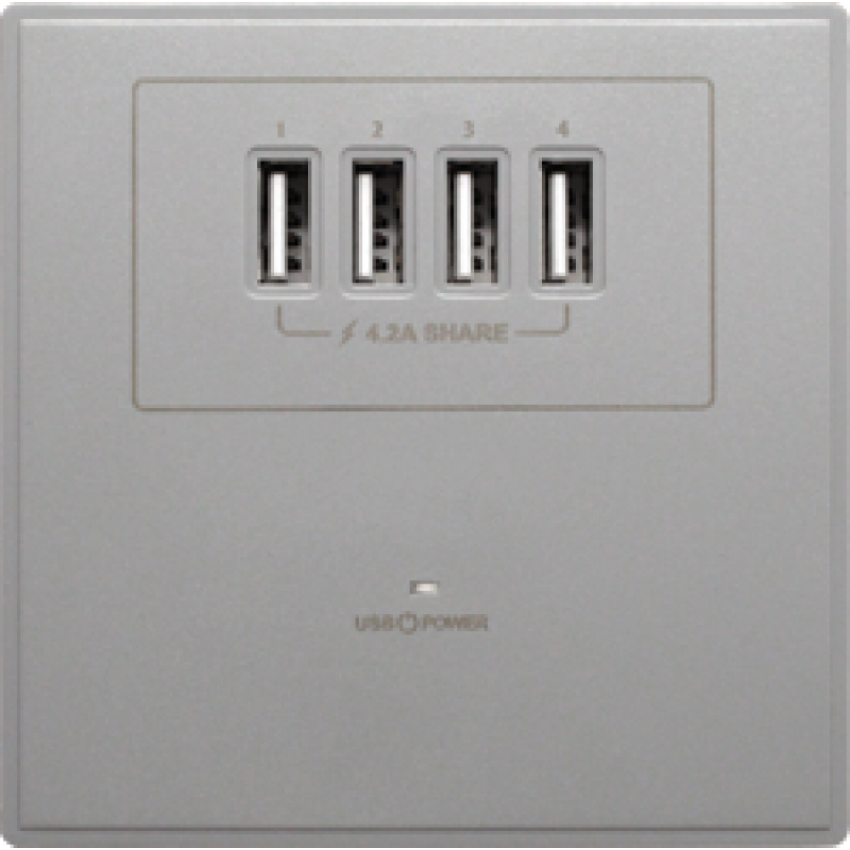 M2K AP004MF-G 單位單蘇四USB電掣插座 (4.2A快充) (灰色)