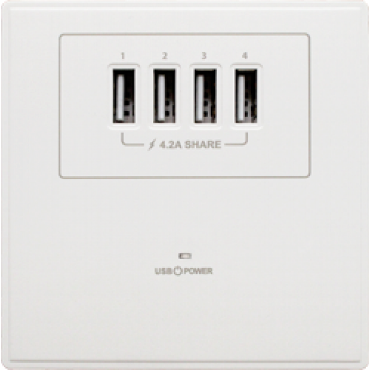 M2K AP004MF-W 單位單蘇四USB電掣插座 (4.2A快充) (白色)
