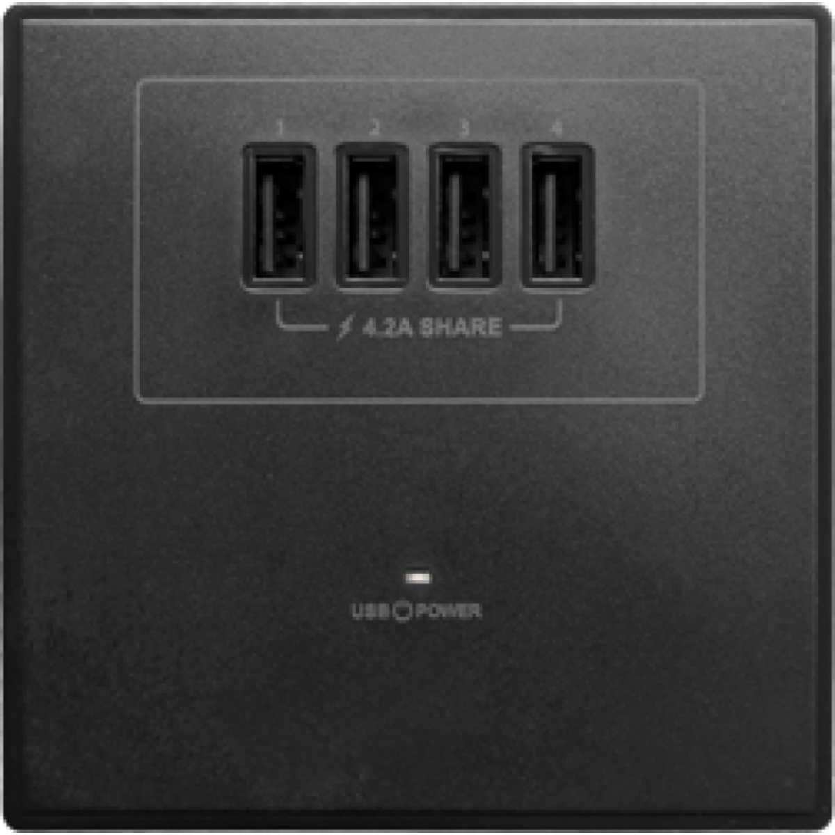 M2K AP004MF-B 單位單蘇四USB電掣插座 (4.2A快充) (黑色)