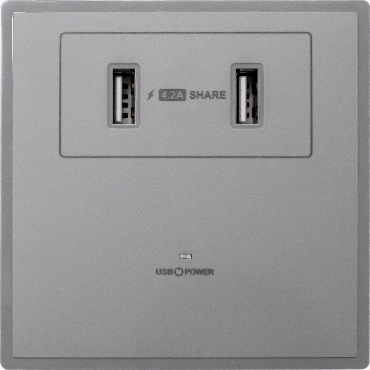 M2K AP102MF-G 單位單蘇雙USB電掣插座 (4.2A快充) (灰色)