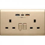 M2K PD202APC5-CG PDQC TYPE C/USB 電掣插座(孖蘇) 5.7A (金色)