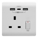 M2K TC105AP-W TYPE C/USB 電掣插座(單蘇) 3.1A (光面純白色系列) (光亮白)