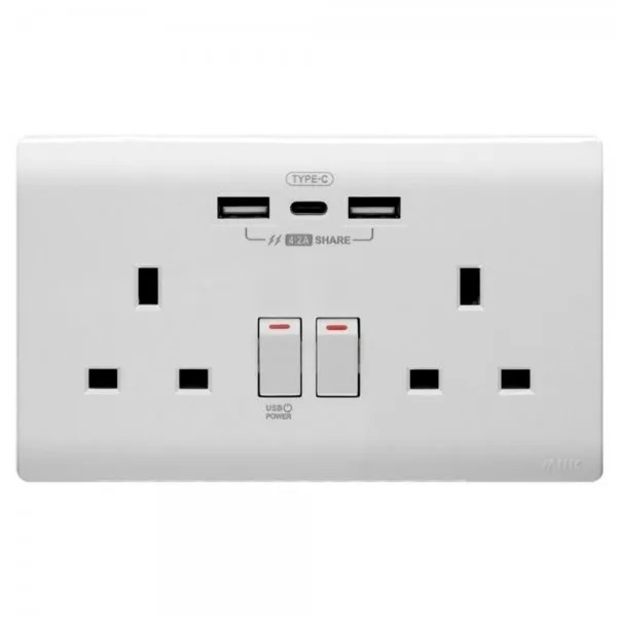 M2K TC202AP4-W 雙孔USB電掣插座 - Type-C/USB 4.2A,智能斷電,光亮白 M2K TC202AP4-W 雙孔USB電掣插座 - Type-C/USB 4.2A,智能斷電,光亮白