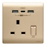 M2K TC105APC3-CG Type-C 3.1A 單位USB 電掣插座 (金色)