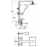 Walrus WR-8166B.D56-CP Serena 雨淋式花灑組合 連浴缸龍頭 (鍍鉻)