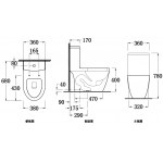 Walrus WR-110034.6 一體式地排座廁連緩降廁板 (305mm)