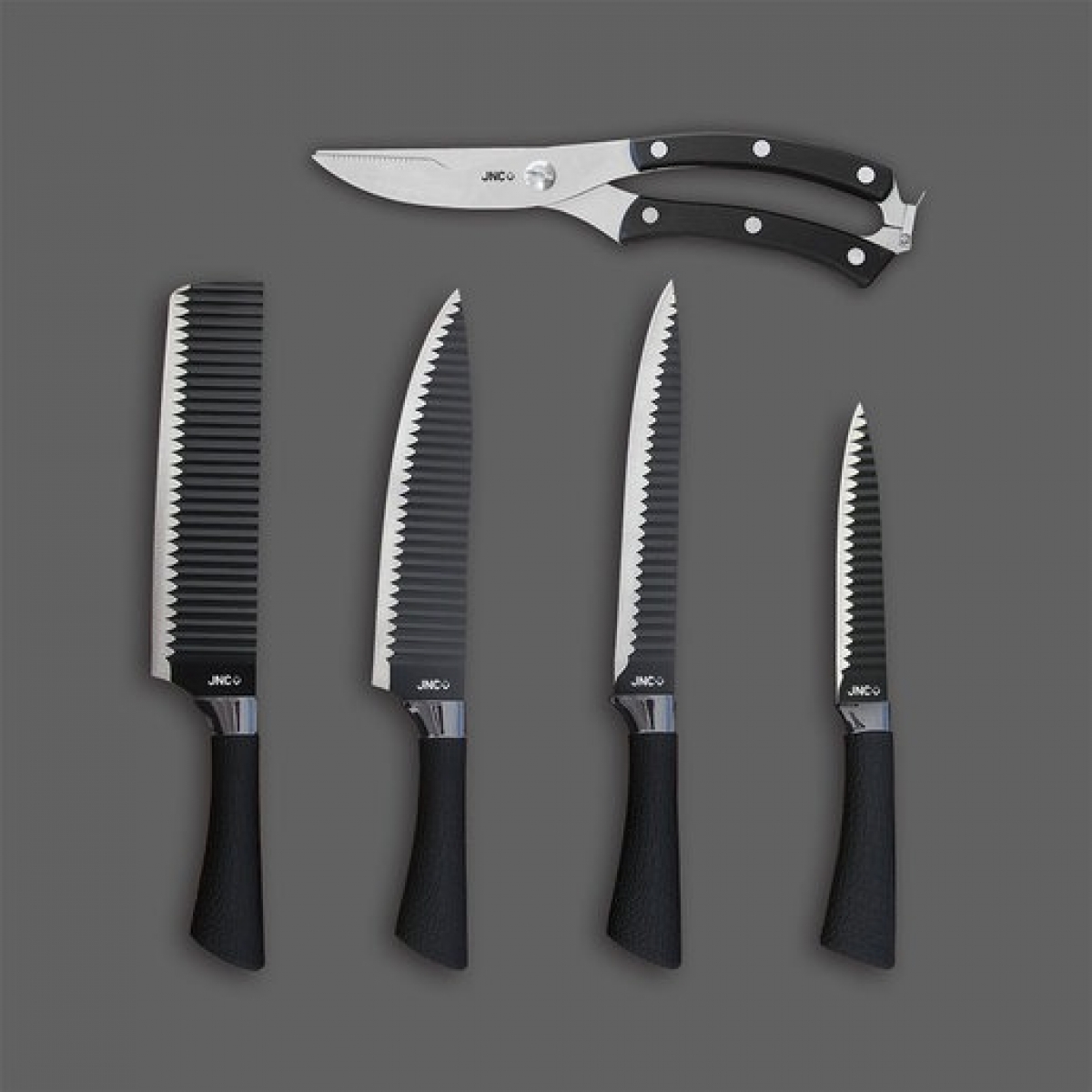 JNC JNC-SSKKP6-BK 不銹鋼廚房刀具及鉸剪套裝 (5件裝) (黑色)