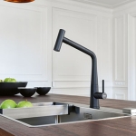 Franke PT193G Icon可拉出式水槽龍頭 (黑色)：義大利製造，可拉出設計，200mm出水嘴距離