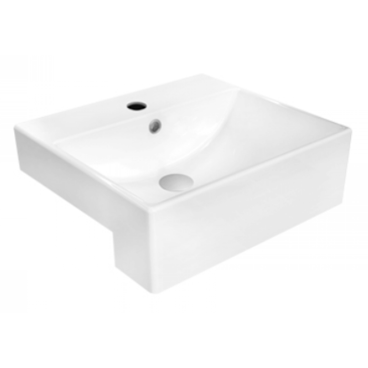 Rigel LR8090半嵌式洗手盆：高光表面，玻璃瓷材質，易清潔