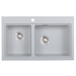 Kitco FQ-810-WH 石英雙鋅盆 (白色) (800 x 490mm)