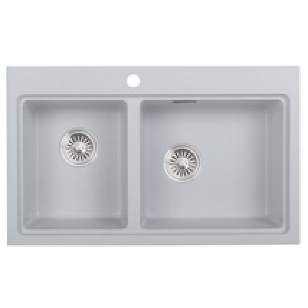 Kitco FQ-810-WH 石英台上式雙鋅盆 (白色, 800x490mm)