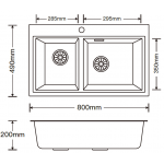 Kitco FQ-810-WH 石英台上式雙鋅盆 (白色, 800x490mm)