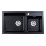 Kitco FQ-830-BK 石英雙鋅盆 (黑色) (830 x 460mm)