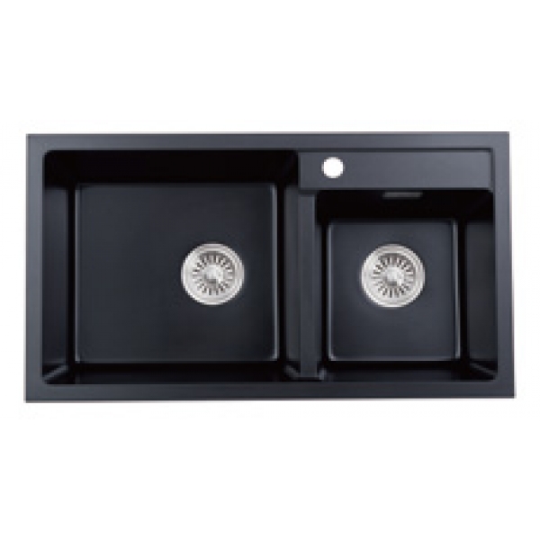 Kitco FQ-830-WH 830x460mm石英雙鋅盆 (白色)