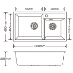 Kitco FQ-830-BK Kitchen Double Basin (Black) (830 x 460mm)