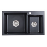 Kitco H8107-BK 石英雙鋅盆 (黑色) (865 x 495mm)