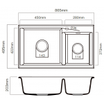 Kitco H8107-OT 865x495mm石英雙鋅盆 (燕麥色)