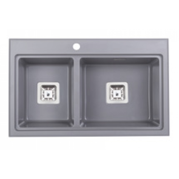 Kitco MQ-8149-PL 石英台上式雙鋅盆 (珍珠灰色, 800x490mm)